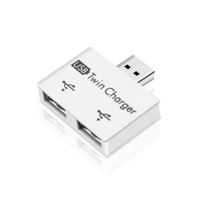 USB 2.0 Male to 2 Port Female Charger DC 5V Compact Splitter Hub Adapter WHITE - Bild 1 von 4