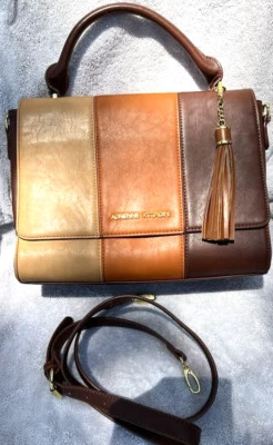 NWOT Adrienne Vittadini Earthtone Top Handle Flap Satchel Crossbody - Image 1 of 4