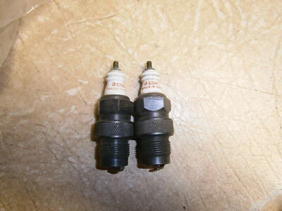 Champion 3-COM Spark Plug pair USA Vintage Early 1900 Autos Hit Miss - Image 1 of 3