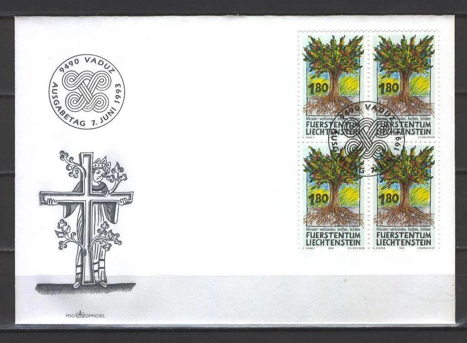 Liechtenstein G31 FDC 1993 Tree of Life Vaduz - Image 1 of 1