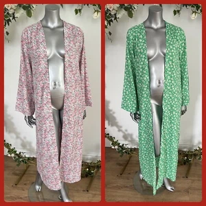 Influence Maxi Kimono Size 12 Green White Pink Floral Midaxi Kimono New MM07 - Picture 1 of 24