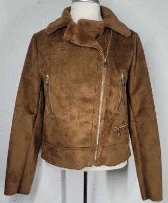 CHAQUETA RALPH LAUREN Mujer XS Gamuza Coñac EXTRA PEQUEÑA Imitación Piel Abrigo $290 Polo Foto 1 de 4