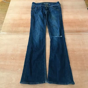 Hudson Bootcut Jeans Women 29 Blue Low Rise Dark Wash Flap Pockets Distressed - Picture 1 of 15