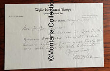 Yellowstone Park Wylie Permanent Camps YNP Letter To F jay Haynes Signed