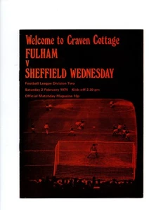 FULHAM V SHEFFIELD MIÉRCOLES SÁBADO 2 DE FEBRERO DE 1974-- PROGRAMA *ENVÍO GRATUITO AL REINO UNIDO - Imagen 1 de 2