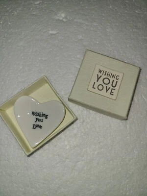 WISHING YOU LOVE Porcelana Corazón Ficha Recuerdo Sentimental Este de la India Foto 1 de 4