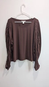 NWOT Athleta All Around Ruched Top Long Sleeve Tee Modal Blend Soft Brown, 3XL - Picture 1 of 7