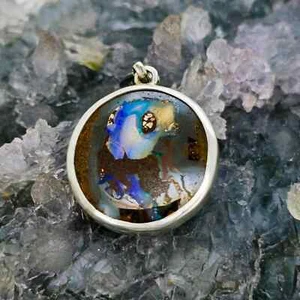 Papillon de Terre Queensland Boulder Opal 10.00ct in 925 Silver Pendant - Picture 1 of 9