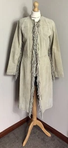 Real Suede leather long Fringe Tassel western Cowboy Jacket Coat Size S 8-10 - Picture 1 of 20