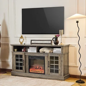Fireplace TV Stand Entertainment Center Modern Wood Media TV Console storage 58" - Picture 1 of 8