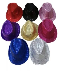 12 Pce Bulk Sequin Fedora Trilby Hats . Michael Jackson Asstd Colours - Picture 1 of 11