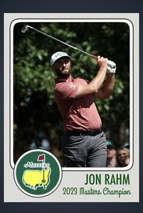 JON RAHM 2023 MASTERS CHAMPION AUGUSTA NATIONAL CUSTOM MADE RETRO STYLE ART CARD