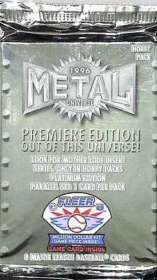 Fleer Metal Universe 1996 paquete de pasatiempos sellado de béisbol Foto 1 de 2