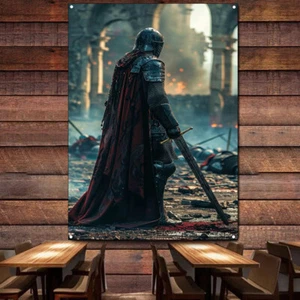 Divertido tapiz caballeros templarios decoración del hogar pancartas carteles banderas cruzados de colección - Imagen 1 de 5