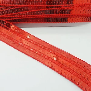 1m red sequin braid trimming ribbon embellishment 4.5cm - Picture 1 of 2