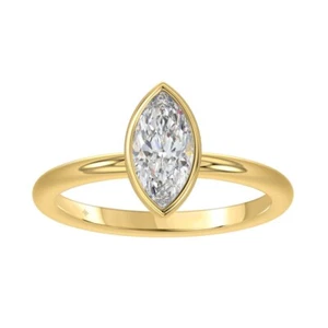1 ct Lab Grown Marquise Diamond Solitaire Engagement Ring 14k Yellow Gold - Picture 1 of 6