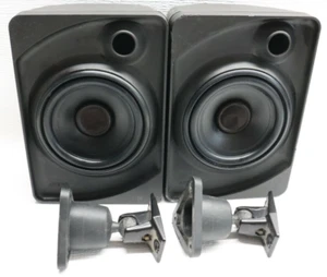 Used Working Original Black Tannoy Arena Stereo Monitor Speakers 2-Way & Bracket - Picture 1 of 11