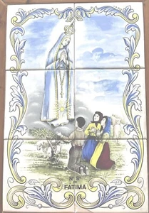 Bellissimo set di 6 piastrelle portoghesi vintage Nostra Signora di Fatima Na Sa De Fatima - Foto 1 di 15