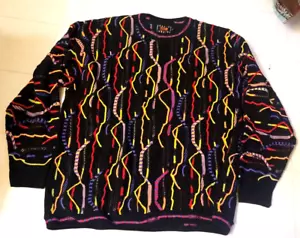Vtg Steven Land Sweater 3D Knit Neon Multicolor USA Made Men's Sz 4XL 80’s Retro - Picture 1 of 12