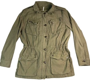 Free People Jacket Women's Large Olive Army Green Utility Cargo Anorak Jacket - Picture 1 of 11