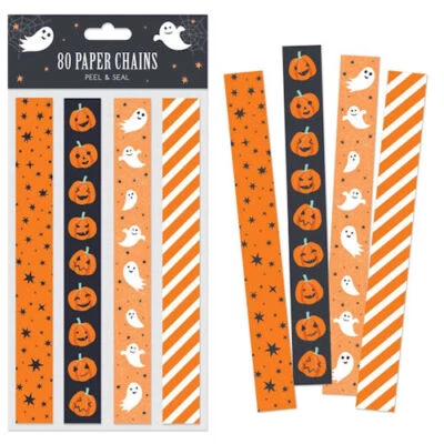 TALLON INTERNATIONAL LTD Halloween Paper Chain Decorations - 80 Chains Self Stick Party Decor Kids Spooky