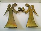 Set Of Two Vintage Brass Angel Candle Holders  5" Tall & 3 1/2" Wide