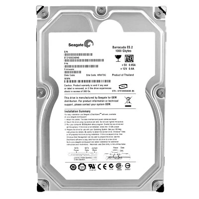 Hard Drive Seagate 1TB ST31000340NS ES.2 7200RPM 32MB Sata II 3.5" - Image 1 of 4