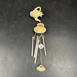 Resin Teapot Tea cup Wind Chime Roses Floral Grannycore Grandmacore Decor - Picture 1 of 10