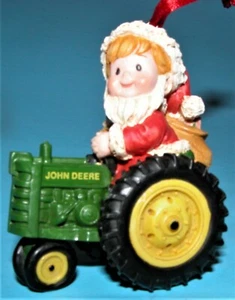 Enesco ornament boy Santa riding John Deere tractor NIB #864404 Christmas farm - Picture 1 of 5