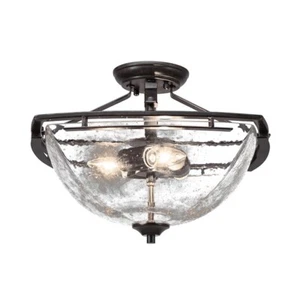Toltec Uptowne Semi-Flush, 3 Bulbs, Granite, 13.5" Clear Bubble - 321-DG-464 - Picture 1 of 1