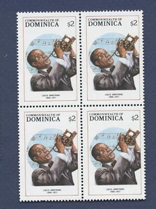 DOMINICA - Scott 1096 - MNH block of four - Trumpet - Louis Louie Armstrong --a - Picture 1 of 1