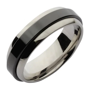 Ceramic Wedding Ring & Stainless Steel Court Shape 7mm Ring - Bild 1 von 2