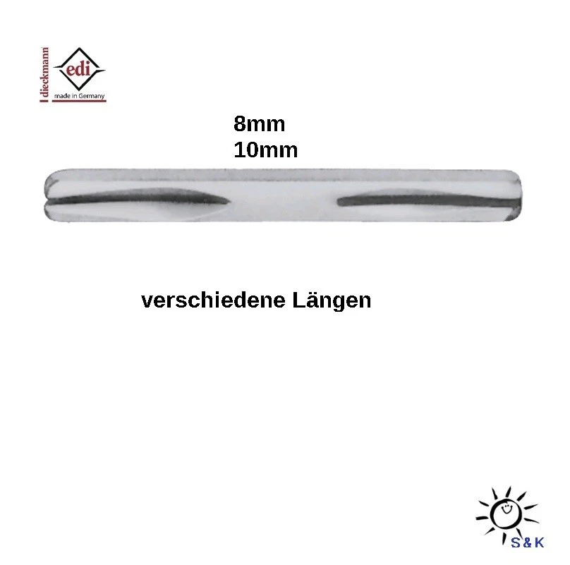 EDI DIECKMANN EDI Spaltstifte Typ P 8mm + 10mm Längen: 80,100,120,13+140mm für SK Verbindungen