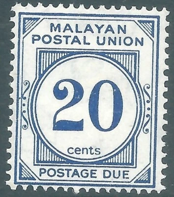 MALAYA 1951 mint 20c Postage Due SG D21 - Image 1 of 2
