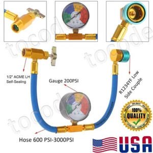 1234-yf Kit Car Air-conditioning Refrigerant Pressure Charging Hose w/Guage A/C - Picture 1 of 12