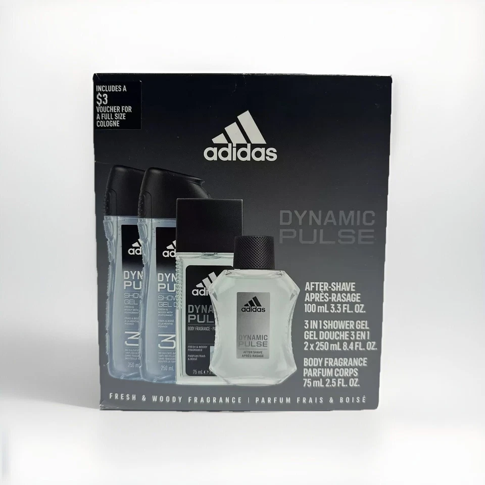 Adidas Dynamic Pulse, Men's 4 Piece Gift Set BATH & BODY Aromatic Fragrance New - Image 1 of 4