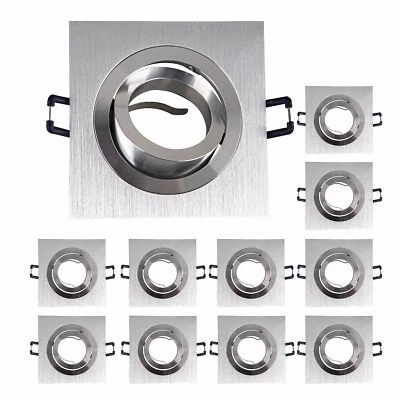 10x Telaio di Montaggio Alluminio Argento Geschleift 6711 Ø80 MM per LED GU10 - Immagine 1 di 4