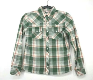 Kayce Hughes Girls Green Plaid Pearl Snap Button Long Sleeve Shirt Cotton Sz 14 - Picture 1 of 10