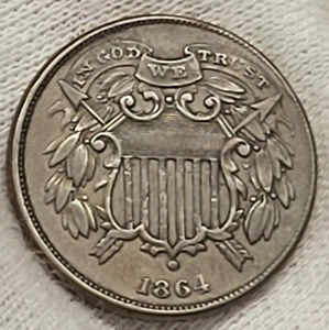 1864 Small Motto 2 Cent Piece Early Rare Key Date *ORIGINAL HIGH GRADE* - Picture 1 of 3