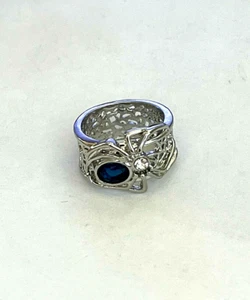 ANILLO DE ZAFIRO ARAÑA AZUL PLATEADO 925 TALLA 9 - Imagen 1 de 2
