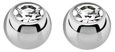 Set 2 Piercing Titanio Gioiello Ricambio Chiusura Sfere 1,2x4mm Con Cristallo - Immagine 1 di 4