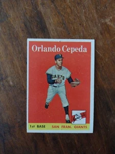 1958 Topps #343 Orlando Cepeda Novato Gigantes de San Francisco Sin pliegues Leer - Imagen 1 de 3