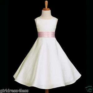 IVORY/PINK A-LINE PAGEANT WEDDING FLOWER GIRL DRESS 12-18M 2 4 5/6 8 10 12 14 16 - Picture 1 of 2