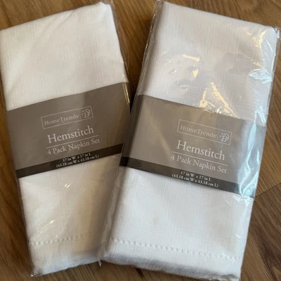 White Hemstitch Napkin Set 2 - 4 Packs 17x17" Retired Pattern 8 Total New - Image 1 of 3