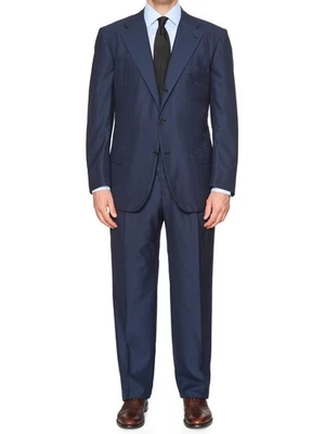 KITON Napoli Handmade Blue 14 Micron Wool Super 180's Suit EU 54 NEW US 44 - Image 1 of 4