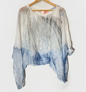 Scandal Italy Silk Blend Blouse One Size Made in Italy Sheer Lined Flowy Artsy - Picture 1 of 6