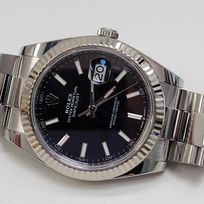 Rolex Datejust II 41 mm Black Oyster Steel 18K White Gold Bezel Watch 126334 - Image 1 of 4