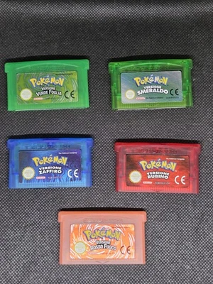 Lotto Giochi Pokemon Game Boy - Smeraldo Rosso Fuoco Zaffiro Rubino Verde Foglia - Immagine 1 di 4
