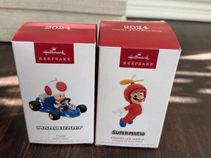 2024 Hallmark Ornaments PROPELLER MARIO Super Bros & MarioKart Toad Lot - Picture 1 of 1