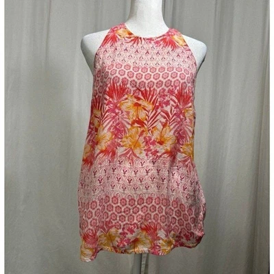 Old Navy Tank Top Women’s Small petite Pink Orange Tropical Floral C1 - Image 1 of 4